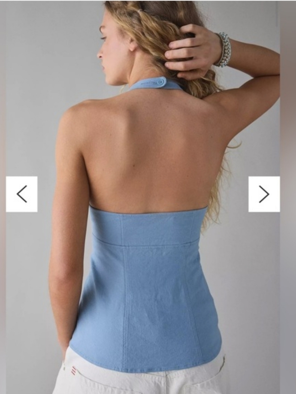 Urban Outfitters Vest Top Ashleigh Blue Linen Blend Sz XL NWT - Picture 3 of 16